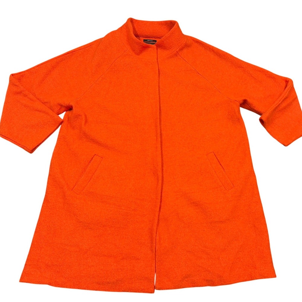 Cynthia Rowley Coat Womens 2X Orange 100% Wool Funnel Neck Swing Jacket NWT New